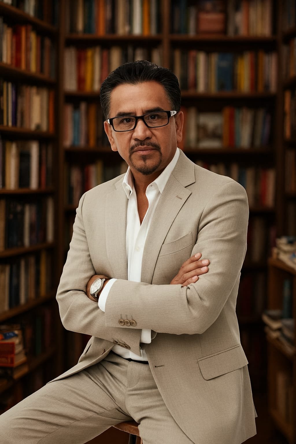 Dr. Recillas en biblioteca